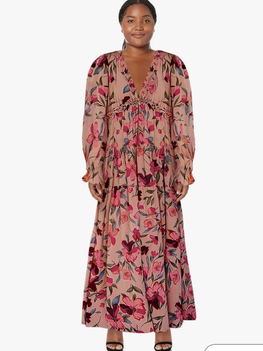 Amazon Sweezarmo Pink and Red Floral Maxi Formal Dress - Picture 3 of 4